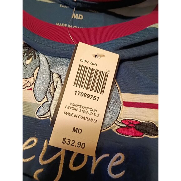 Disney Our Universe Eeyore Striped Tee Shirt Medium NEW - Picture 4 of 7
